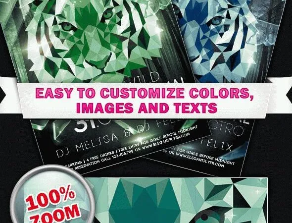 Geometric DJ Flyer and Facebook Cover Template 1