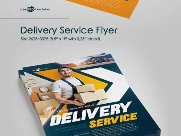 Geometric Delivery Service Flyer and Facebook Cover Template 1
