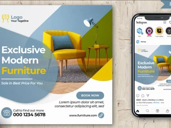 Geometric Furniture Online Store Flyer Instagram Post Template 1