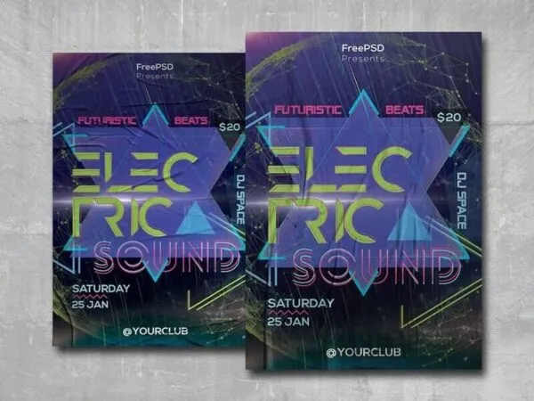 Geometric Futuristic Concert and Nightclub Flyer Template 1