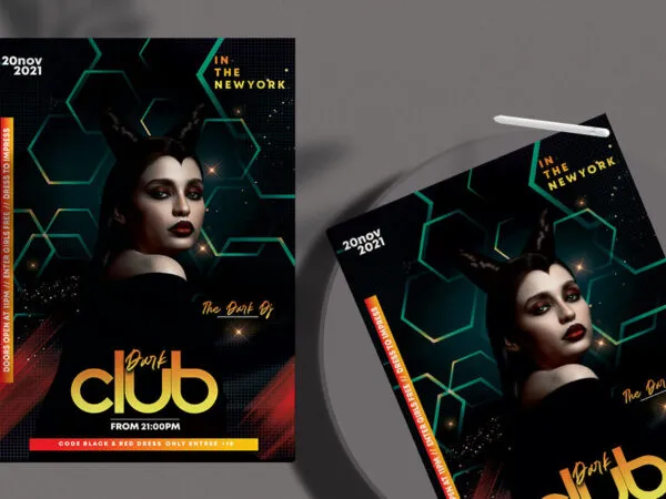 Geometric Futuristic Dance Club Event Flyer Template 1