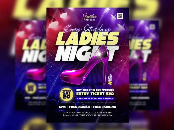 Geometric Glitter Ladies Night Party Flyer Template 1