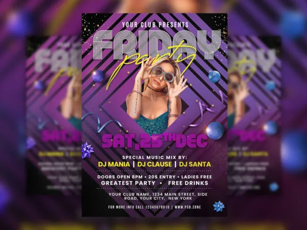 Geometric Gradient Music Party Flyer Template 1