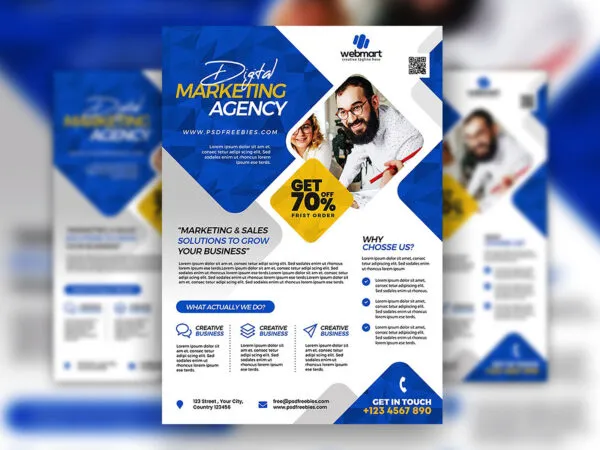 Geometric Grid Marketing Agency Business Flyer Template 1