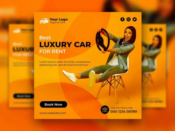 Geometric Luxury Car Renting Flyer Instagram Post Template 1