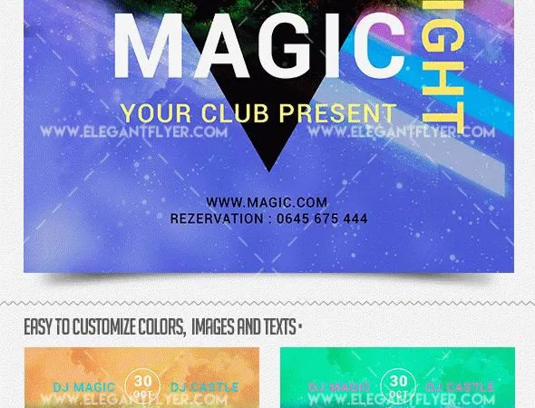 Geometric Magic Night Party Flyer and Facebook Cover Template 1
