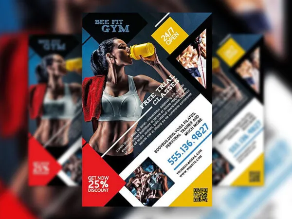 Geometric Modern Gym and Fitness Flyer Template 1