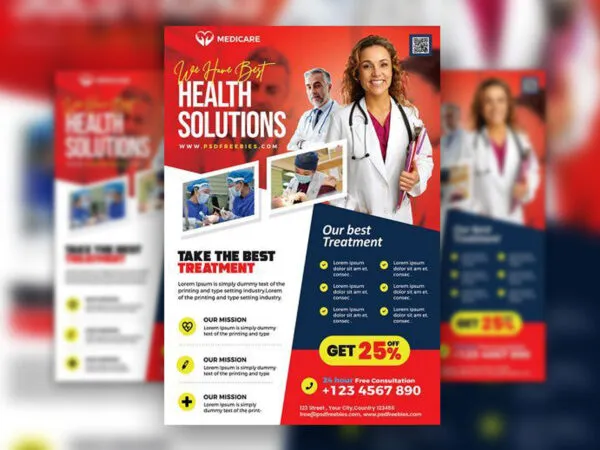 Geometric Modern Health Care Services Flyer Template 1