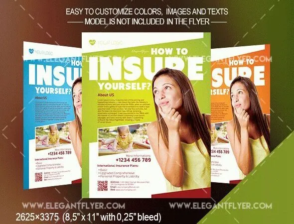 Geometric Modern Insurance Company Flyer Along with Facebook Cover Templates 1