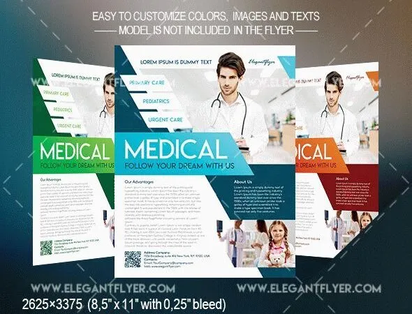 Geometric Modern Medical Care Center Flyer and Facebook Cover Templates 1