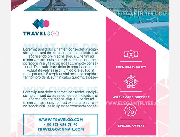 Geometric Modern Travel Agency Flyer Along with Facebook Cover Templates 1