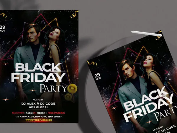 Geometric Night Party Flyer Template 1