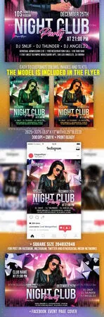 Geometric Party Flyer Instagram Post and Facebook Cover Templates 1