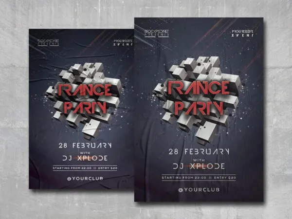 Geometric Party and Club Event Flyer Template 1