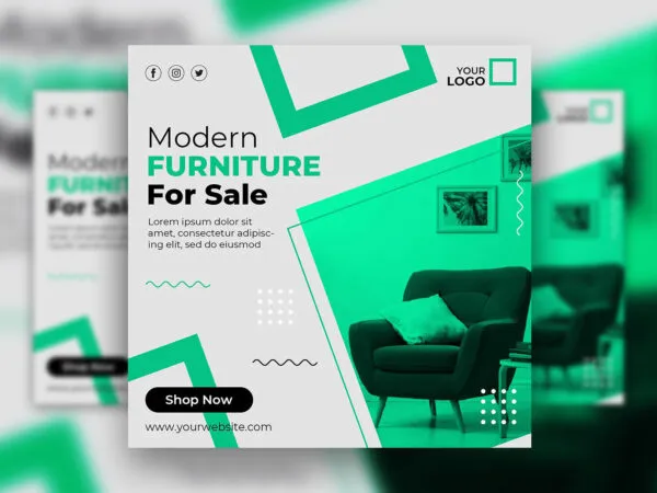 Geometric Photo Furniture Sale Flyer Instagram Post Template 1