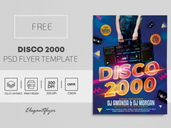 Geometric Retro Disco Party Flyer Template 1