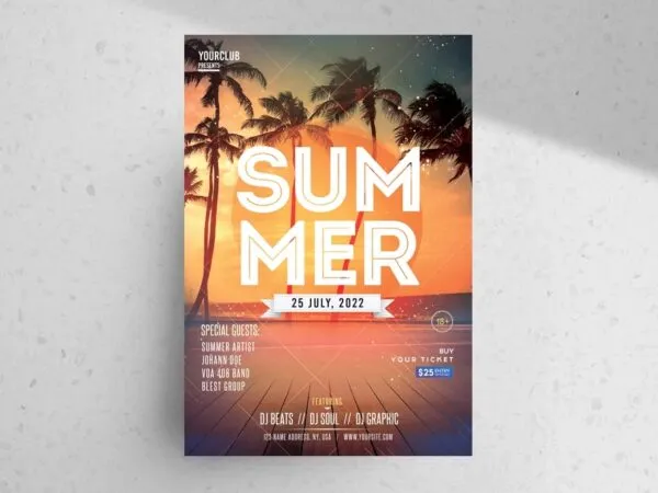 Geometric Sparkle Summer Party Flyer Template 1