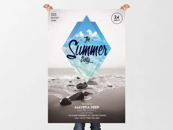 Geometric Tropical Beach Party Flyer Template 1