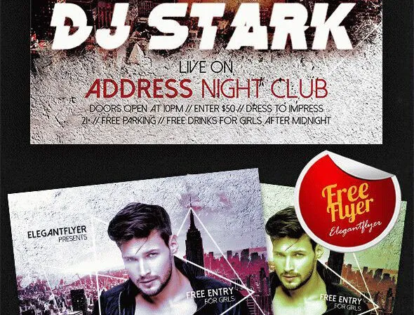 Geometric Urban DJ Night Flyer and Facebook Cover Template 1