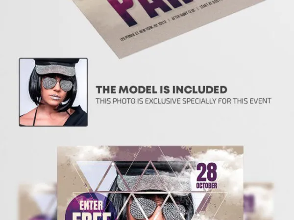 Geometric Urban Techno Party Flyer Template 1