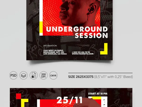 Geometric and Abstract Underground Session Flyer Template Facebook Cover 1