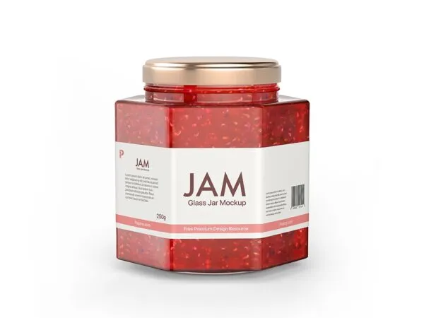 Geometrical Glass Jam Jar Placed in the Front View Mockup 1