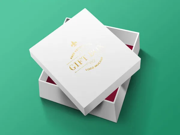 Gift Box Mockup with Gold Foil Logo 1