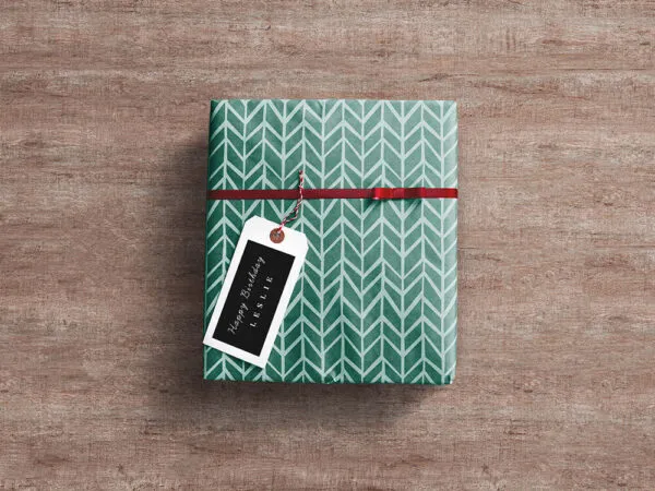Gift Wrap Box Mockup with a Tiny Ribbon Bow 1
