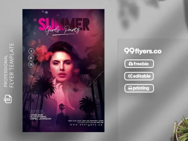 Girls Party Night Club Flyer Template 1