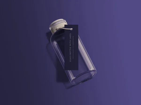 Glass Bottle Mockup Along with Hanging Tag 1