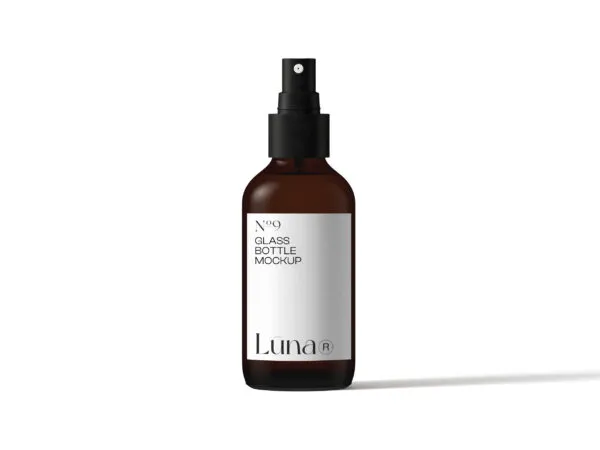 Glass Bottle Mockup in Front View 1