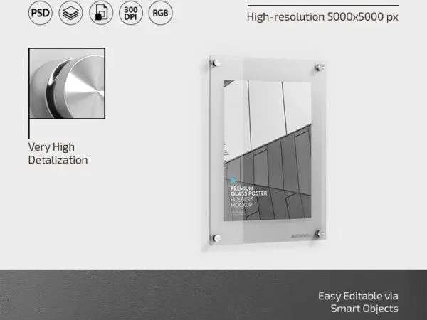Glass Poster Holders Mockup in 3 Views 1