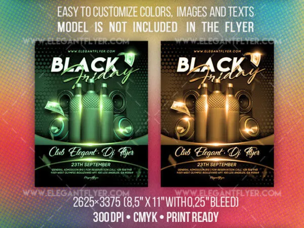 Glitter Black Friday Cocktail Party Flyer Template 1