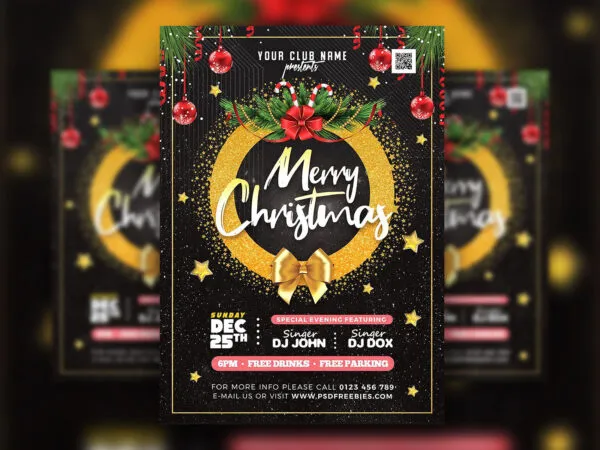 Glitter Black and Golden Christmas Flyer Template 1