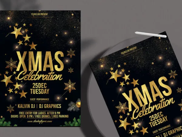 Glitter Black and Golden Xmas Event Flyer Template 1