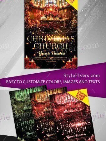 Glitter Christmas Church Celebration Flyer Template 1