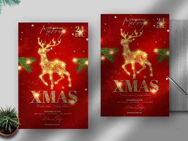 Glitter Christmas Party Flyer Template 1