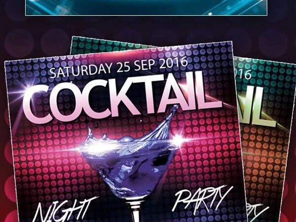 Glitter Cocktail Night Party Flyer Template 1