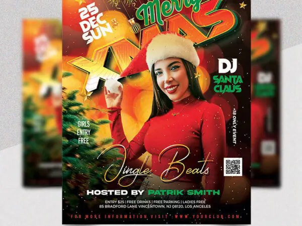 Glitter Colorful Merry Christmas Flyer Template 1