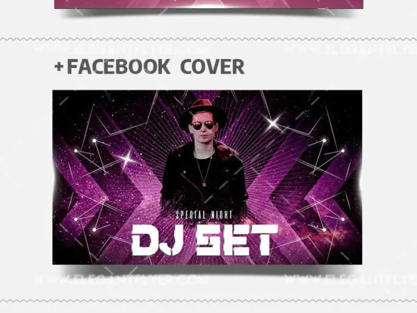 Glitter DJ Event Flyer Template Instagram Post and Facebook Cover Templates 1