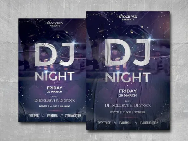 Glitter DJ Nightclub Party Poster Template 1