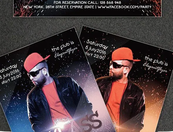 Glitter DJ Party Flyer and Facebook Cover Template 1