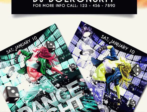 Glitter Dance Club Flyer Template and Facebook Cover 1