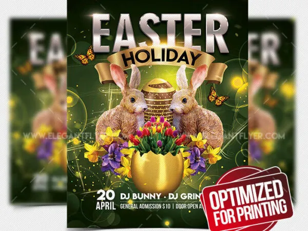 Glitter Easter Holiday Flyer Template 1