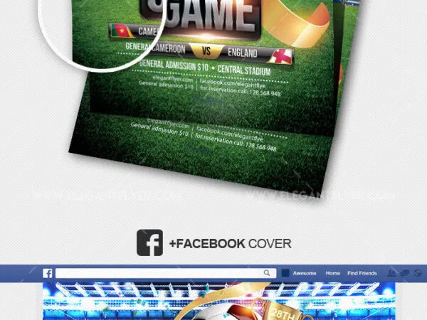 Glitter Football Game Flyer Instagram Post and Facebook Cover Templates 1