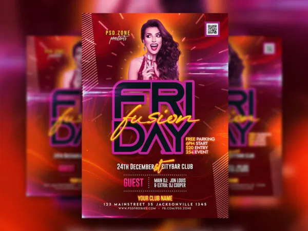 Glitter Friday Night Party Flyer Template 1
