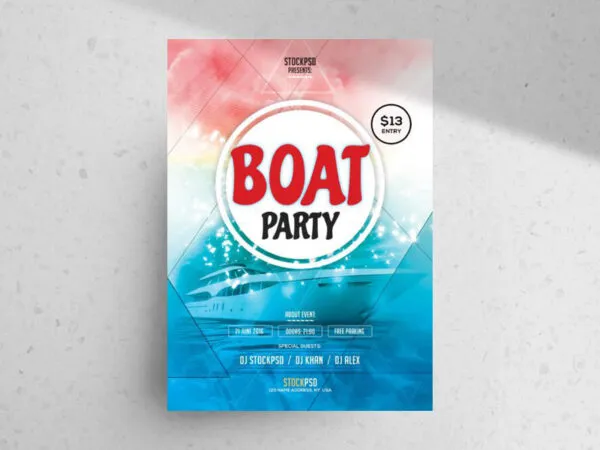 Glitter Nautical Boat Party Flyer Template 1