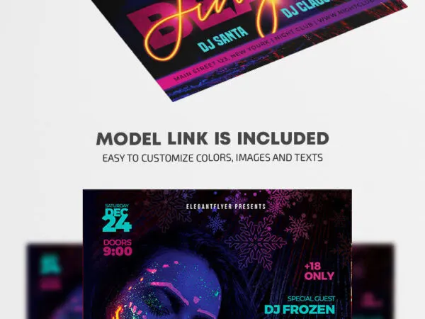 Glitter Neon Jingle Party Flyer Template 1