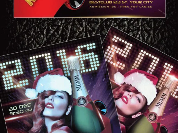 Glitter New Year Party Flyer Template 1