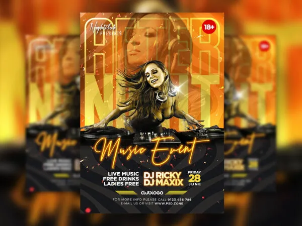 Glitter Night Club Party Flyer Template 1